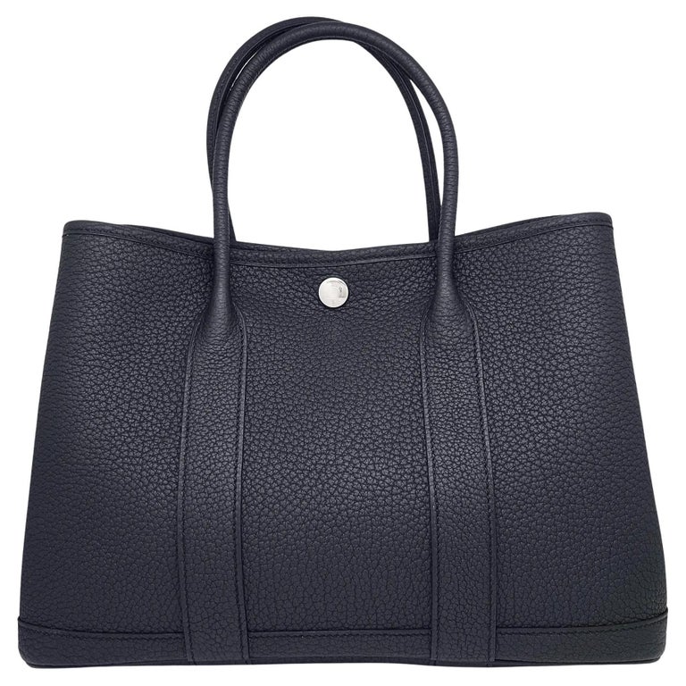 Hermes Garden Party 30 Bleu Indigo PHW Stamp U Top Handle Handbag For Sale at 1stDibs