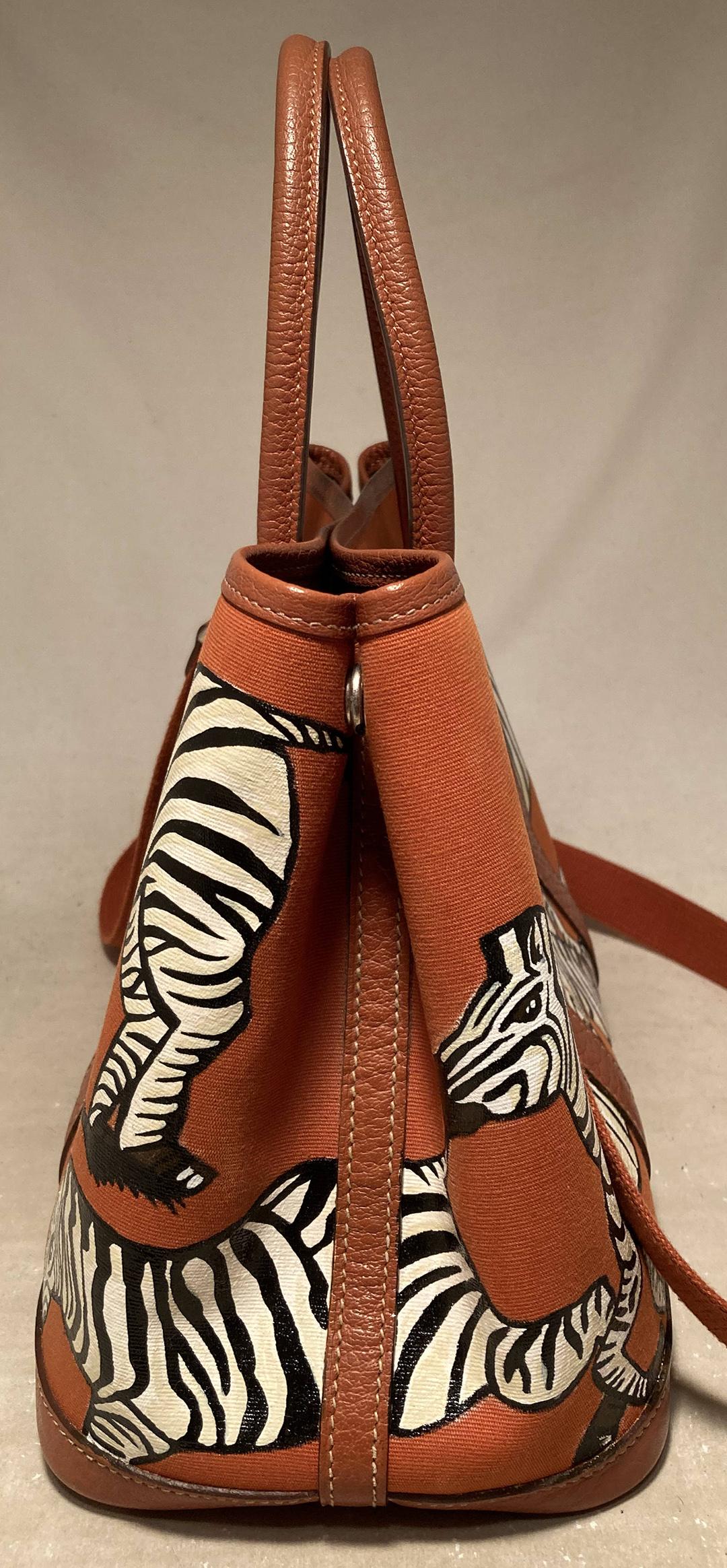 Hermes Garden Party 30 Hand Painted Zebra Print Tote 6