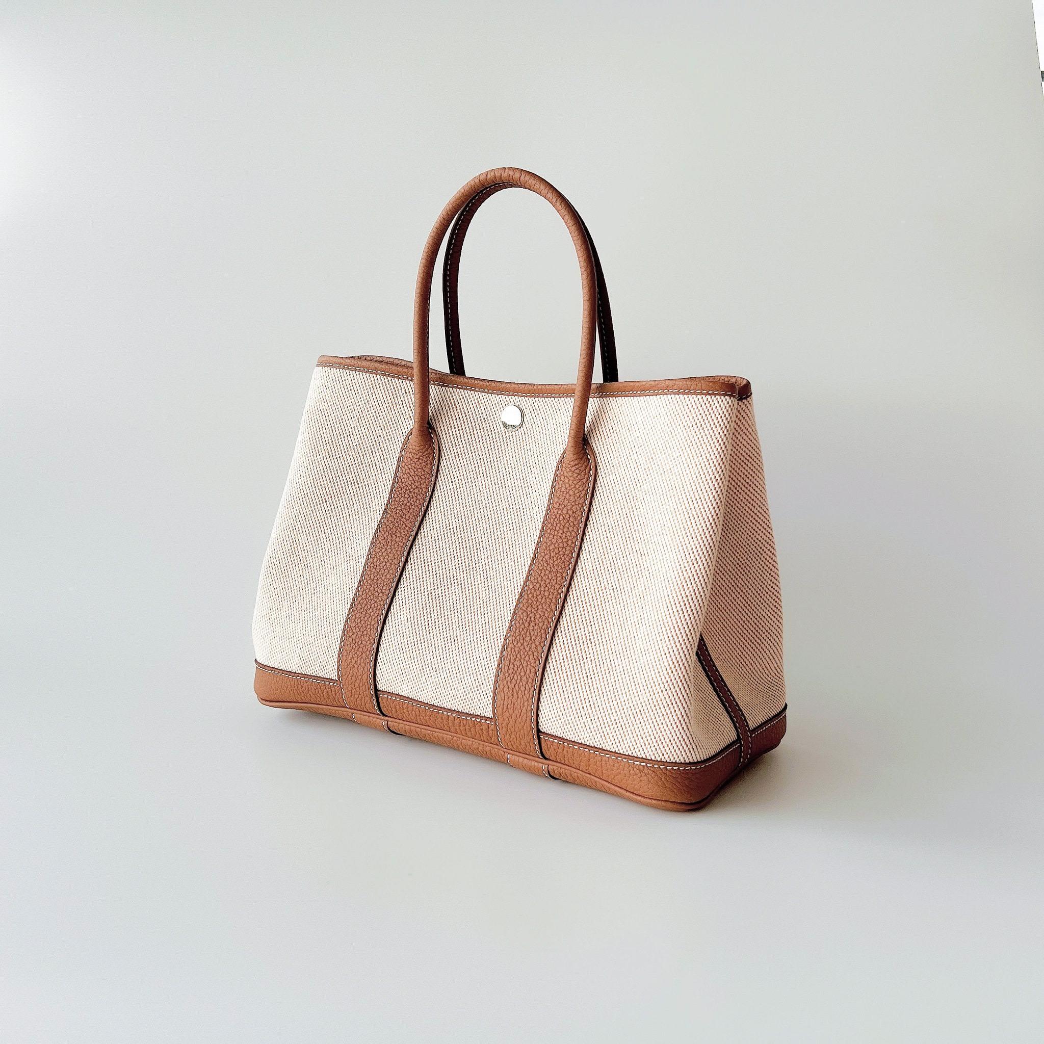 Beige Hermes Garden Party 30 In Ecru Canvas And Apricot Negonda Leather
