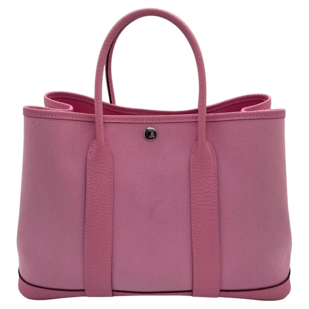 Hermes Garden Party 30 Pink Canvas TPM Top Handle Shopping Bag