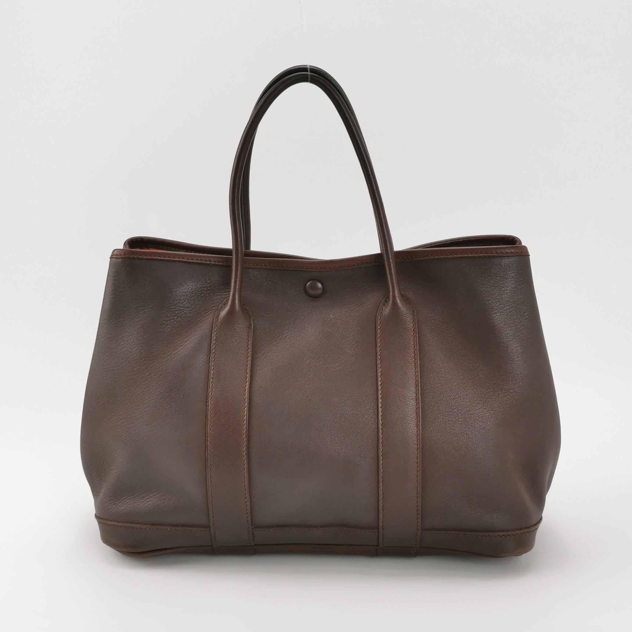 Hermes Garden Party 30 Swift Leder Schokoladenbraun 47 Tote Damen im Angebot