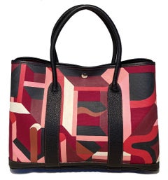Hermes Garden Party 35 Hand Painted Geometric Print Tote