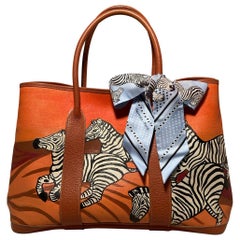 Hermes Garden Party 35 Hand Painted Zebra Print Tote