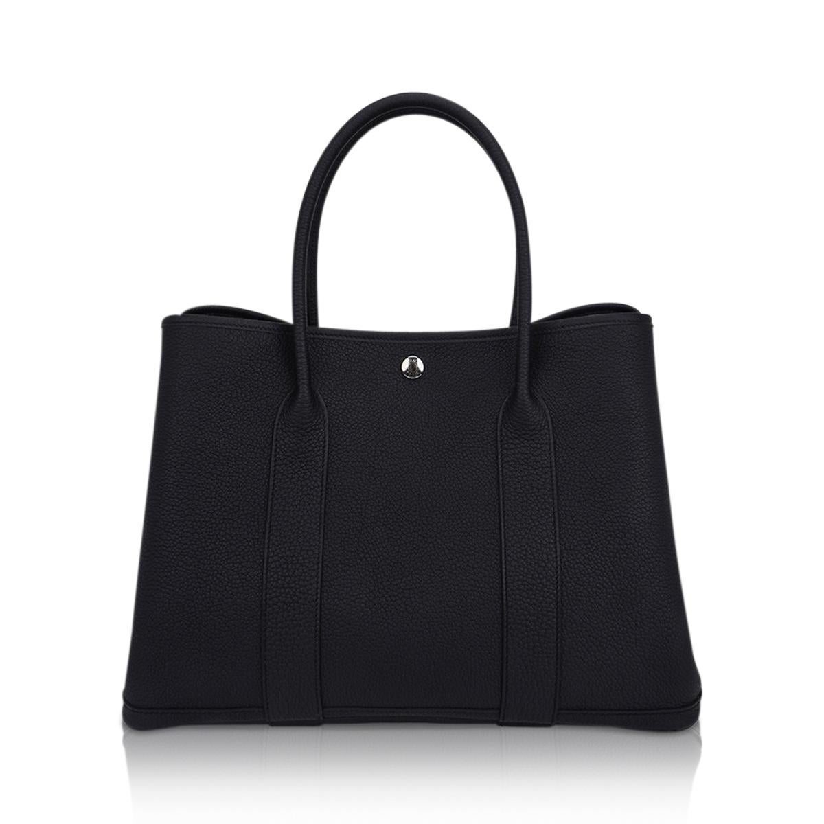 Hermes Garden Party 36 Bag Black Negonda Leather Palladium Hardware For Sale 3