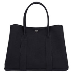 Hermes Garden Party 36 Bag Black Negonda Leather Palladium Hardware