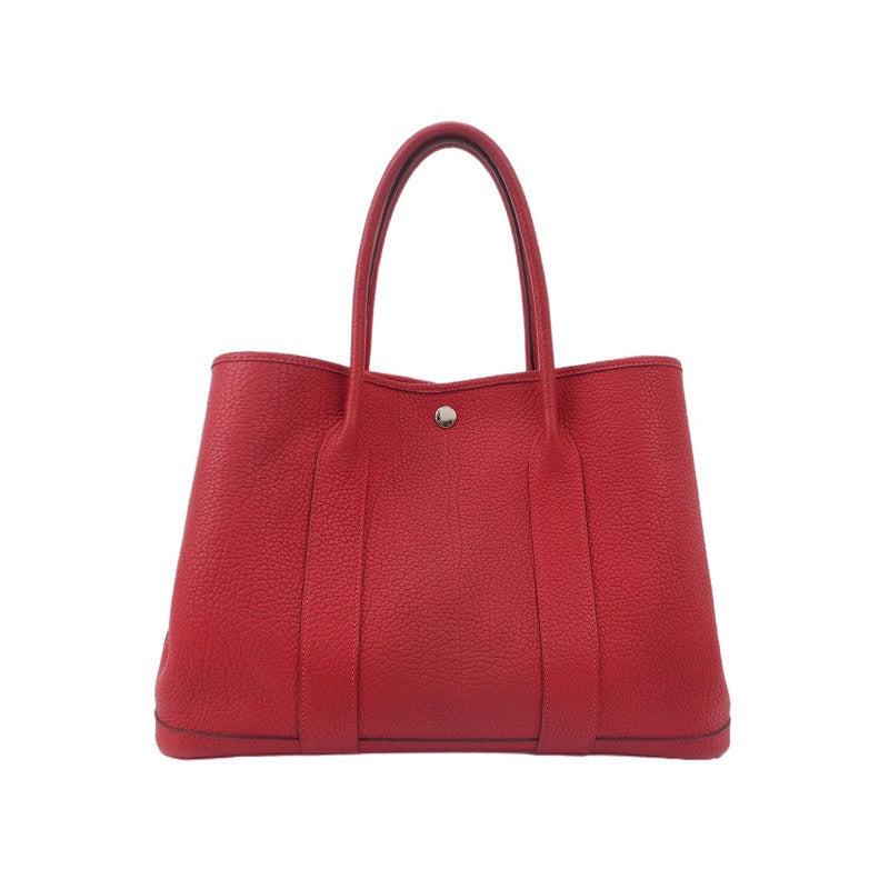 Hermes Garden Party 36 Red Calfskin Leather Handbag 2015 In Good Condition In AUBERVILLIERS, FR