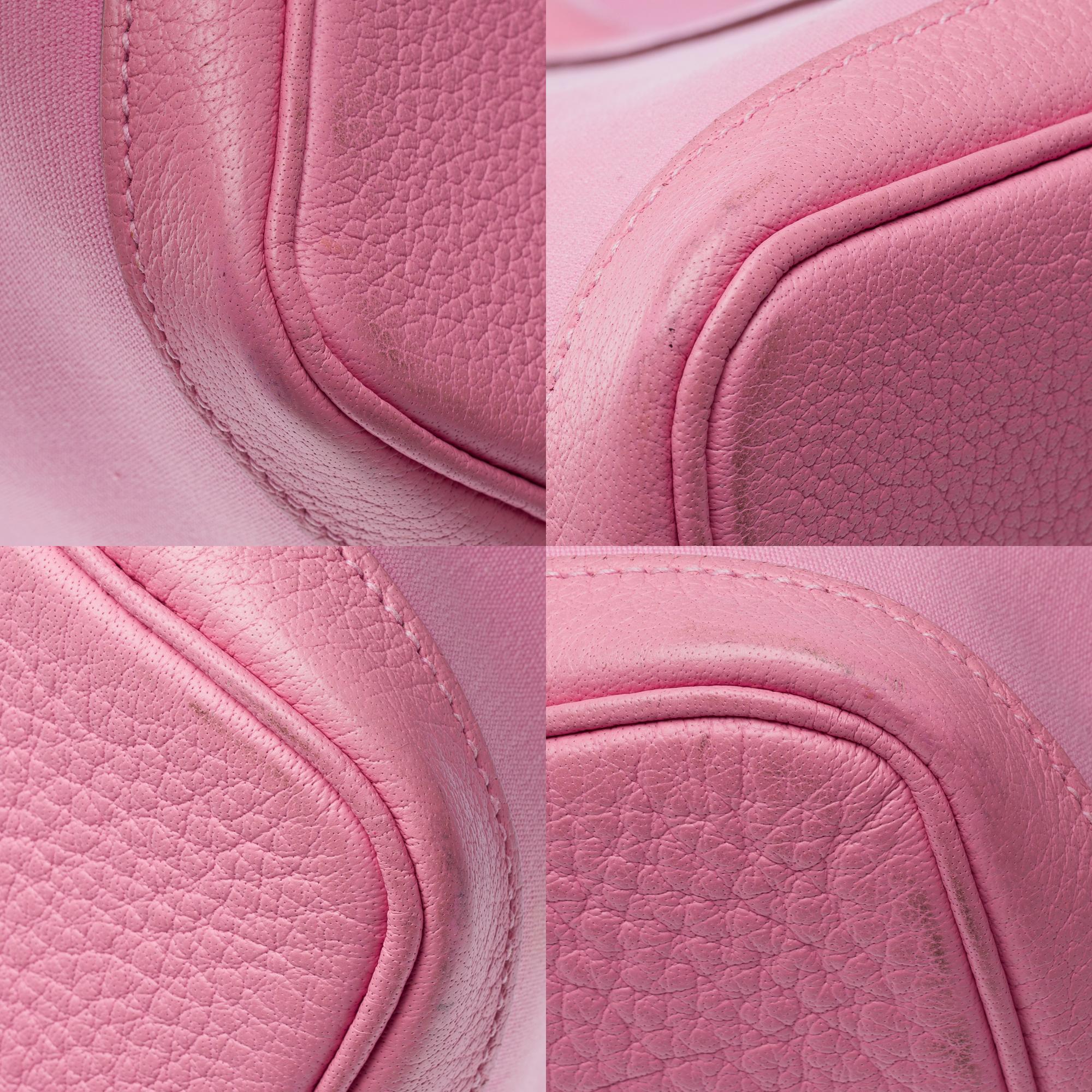 Hermès Garden Party 36 Tote bag in Pink canvas and Taurillon leather, PHW For Sale 7