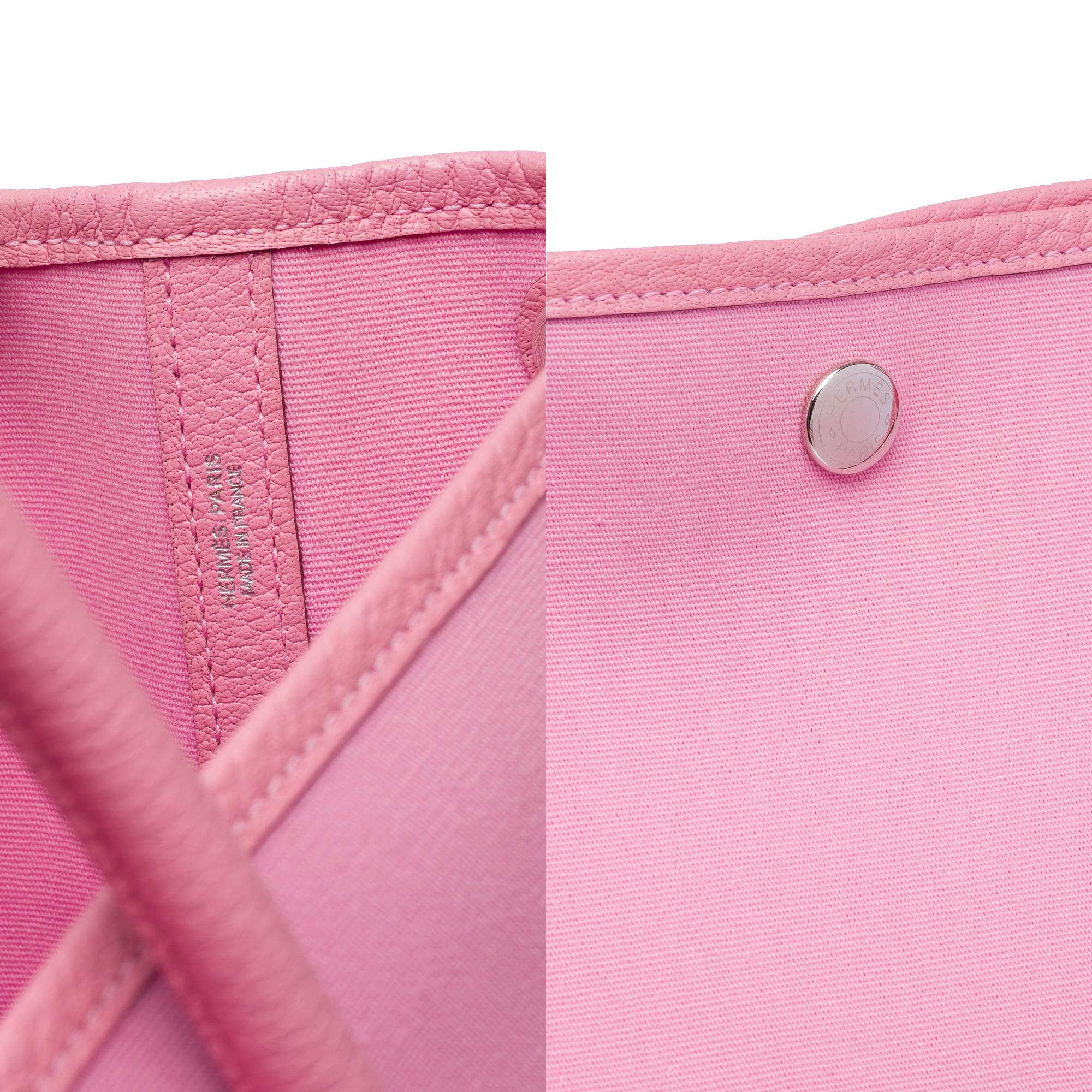Hermès Garden Party 36 Tote bag in Pink canvas and Taurillon leather, PHW For Sale 2