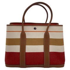 Hermes Garden Party 36 Tote Bag Toile et Negonda Striped Stmap Q
