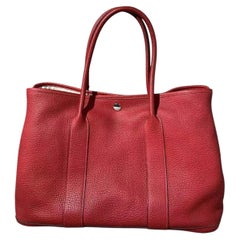 HERMES Garden party 36 Tote Hand Bag Negonda leather red