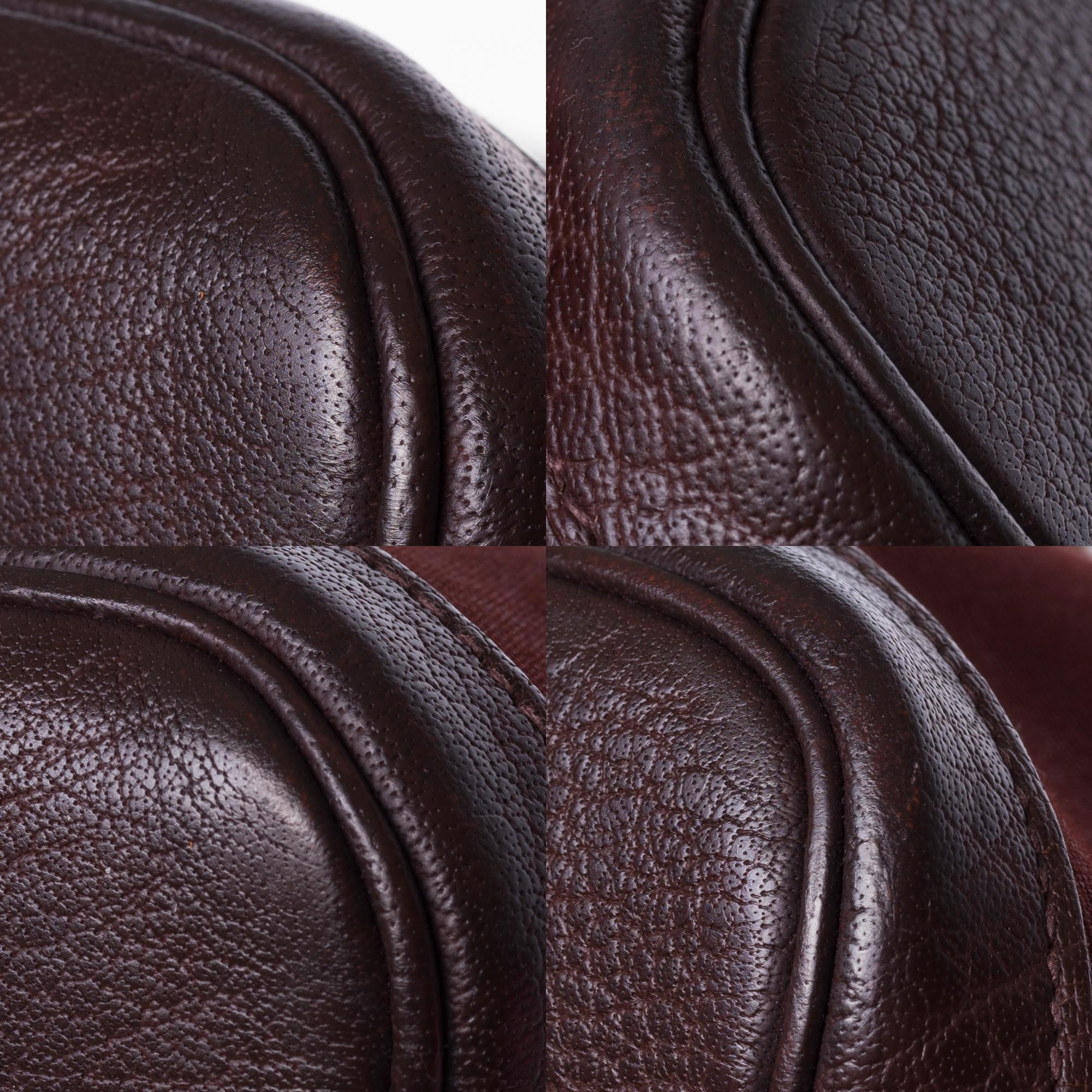 HERMES Garden Party 36 Tote in burgundy canvas and brown leather 2