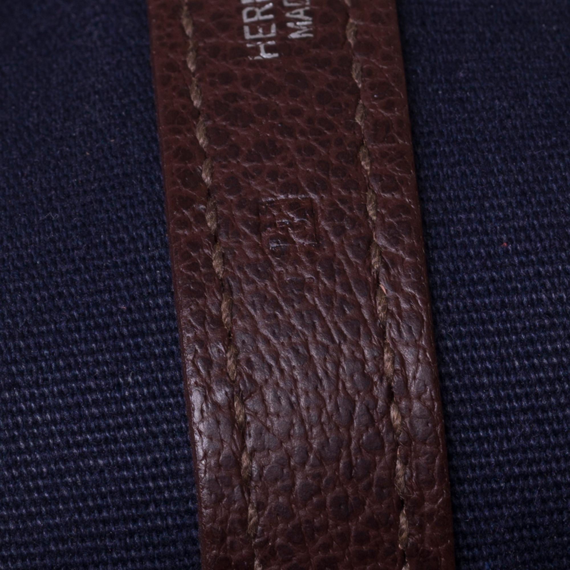 Brown HERMES Garden Party 36 Tote in burgundy canvas and brown leather