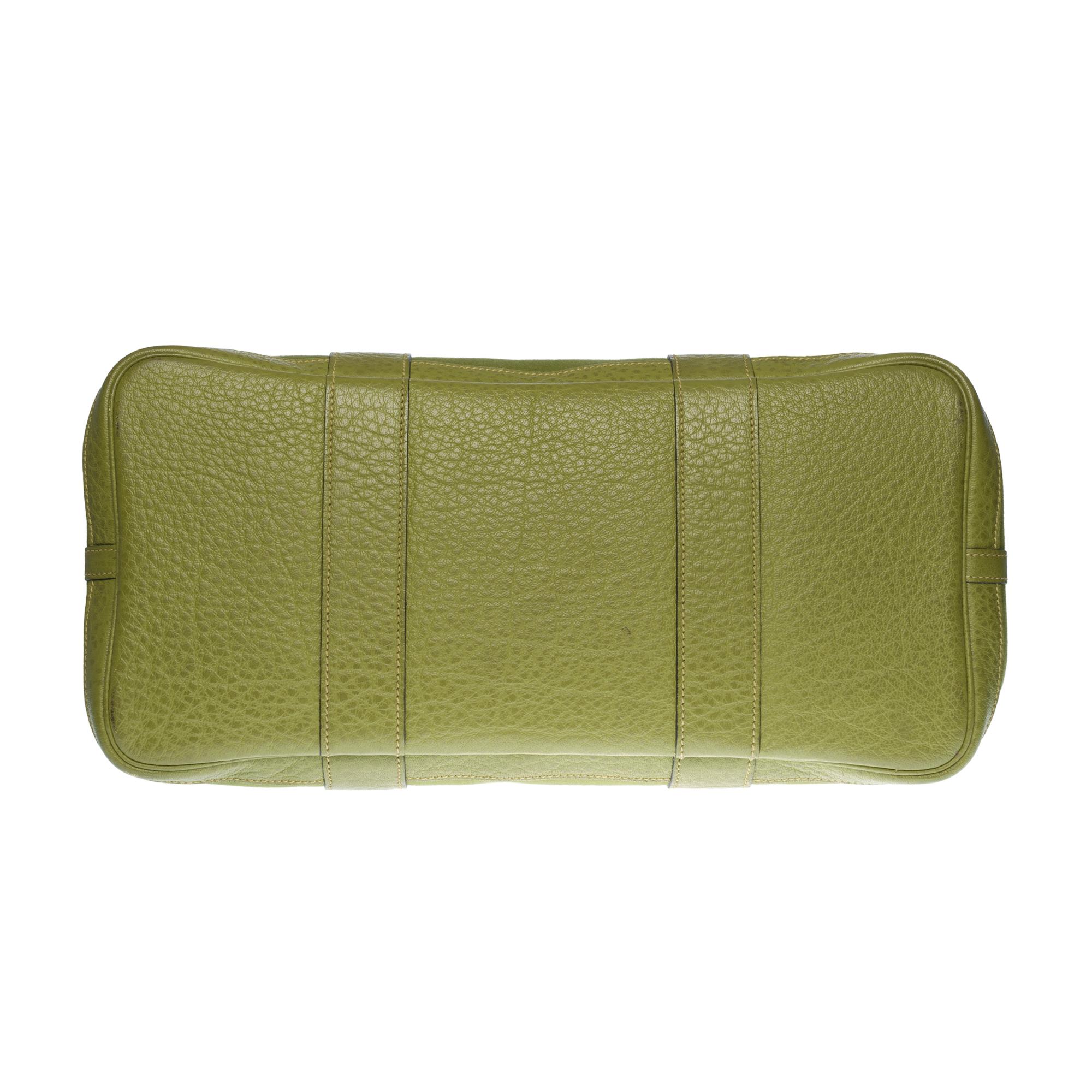 HERMES Garden Party 36 Tote in Khaki canvas and leather, blue colvert interior 3