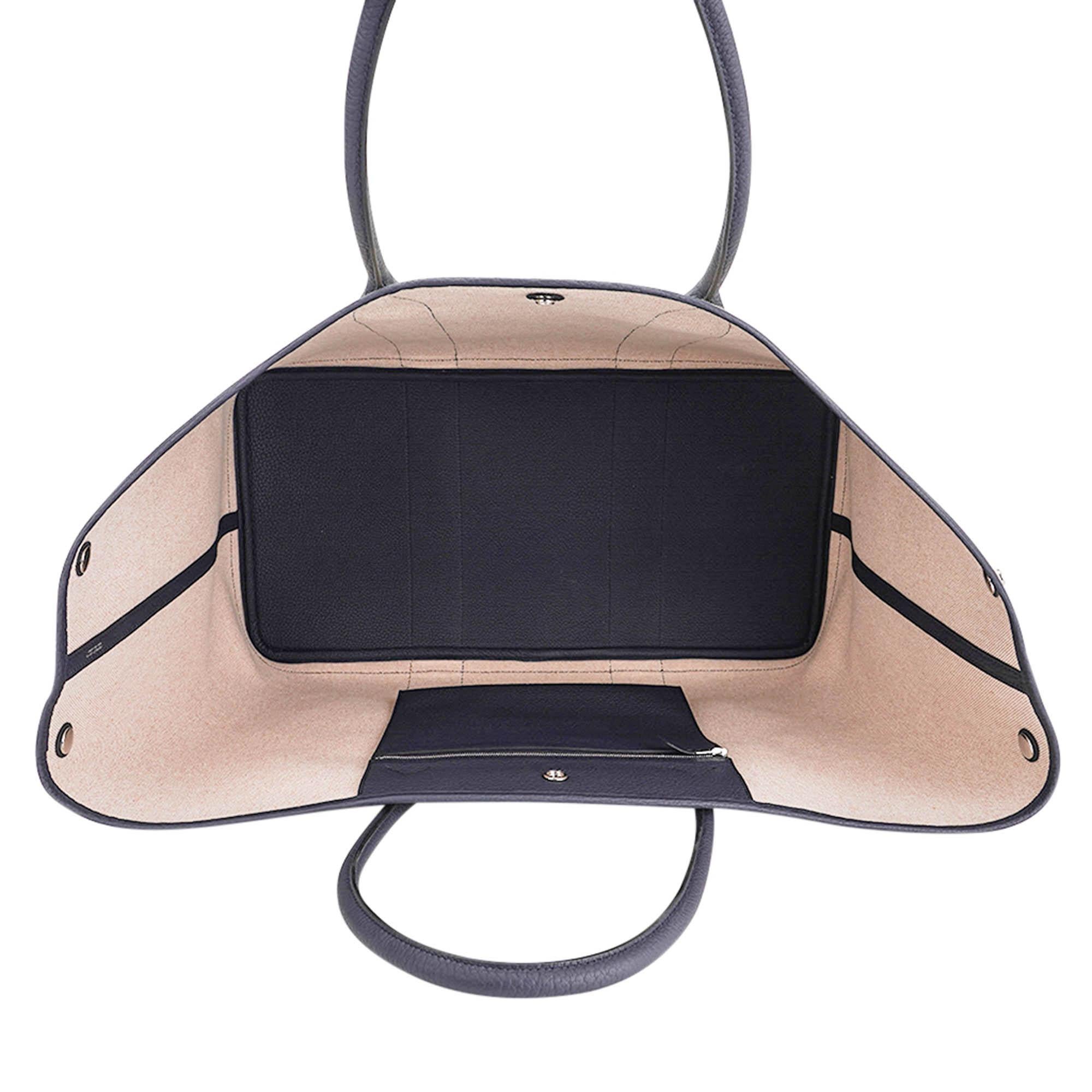 Hermes Garden Party 49 Voyage Bag Ecru Beige Navy and Indigo For Sale 5