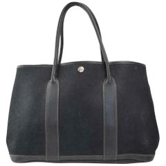 Vintage Hermès Garden Party 870183 Black Canvas Tote