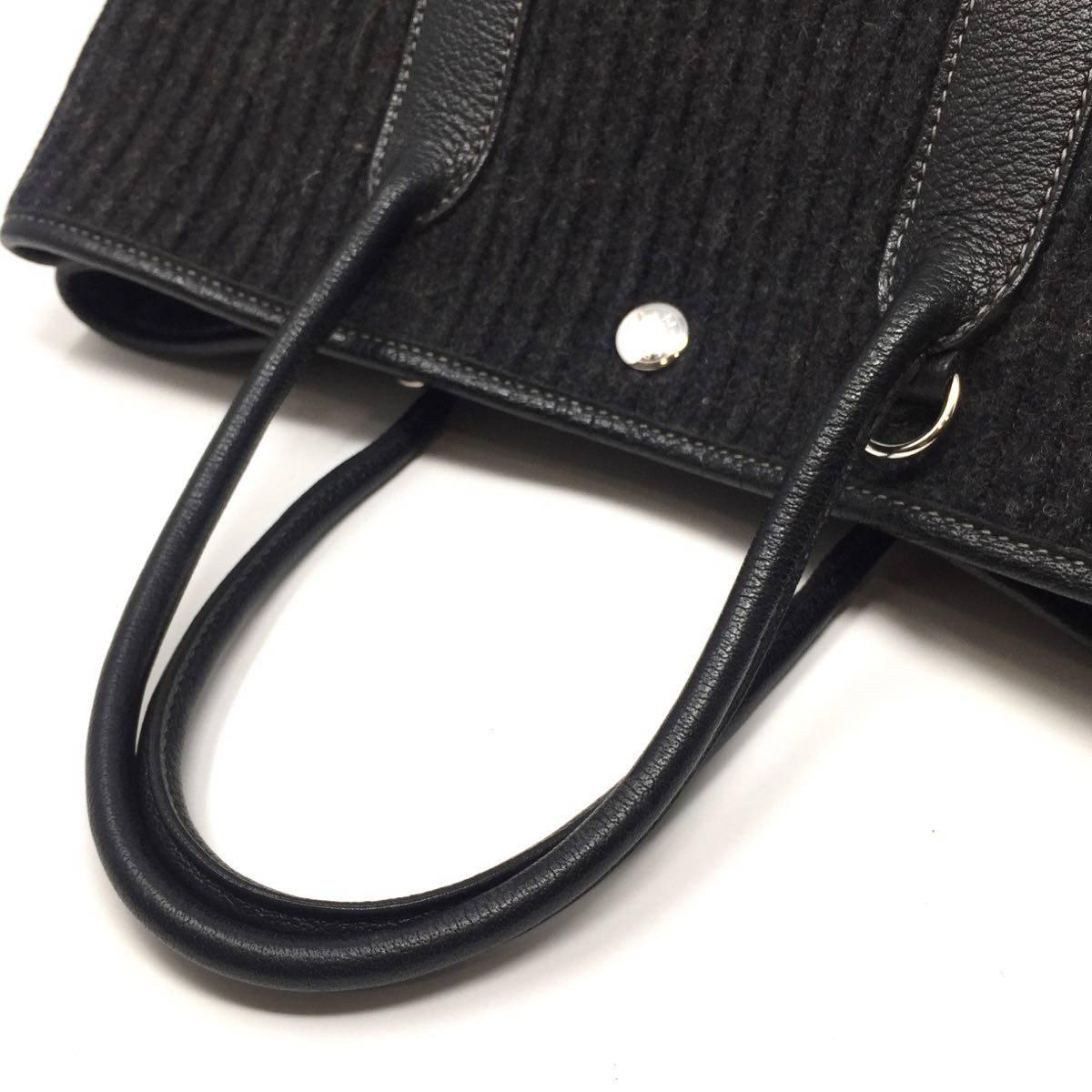 Hermes Garden Party Grey Felt and Leather 30 With Shoulder Strap, 2011 3