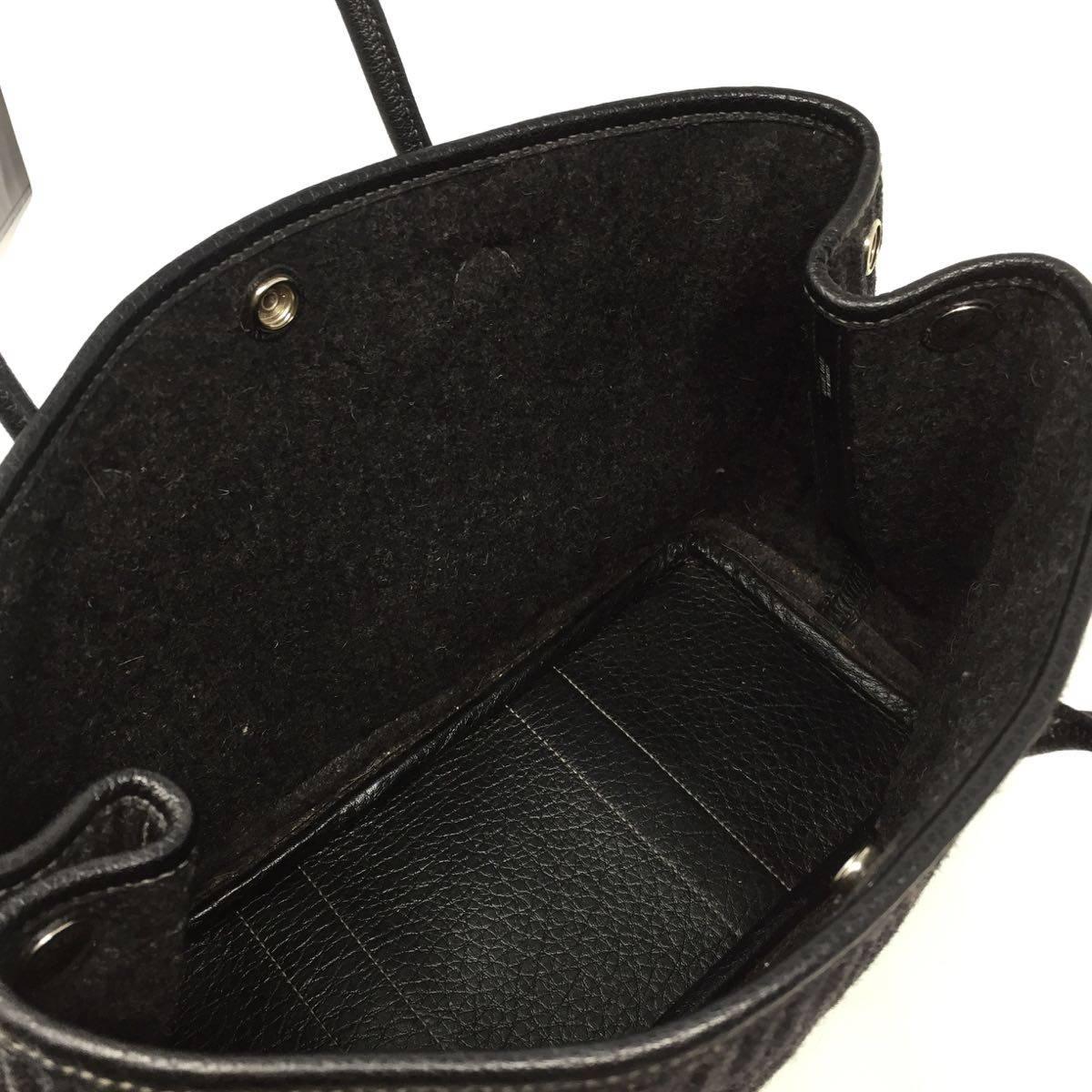 Black Hermes Garden Party Grey Felt and Leather 30 With Shoulder Strap, 2011