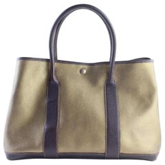 HERMÈS GARDEN PARTY TOTE 36 IN EBONY CANVAS & BROWN TOGO LEATHER