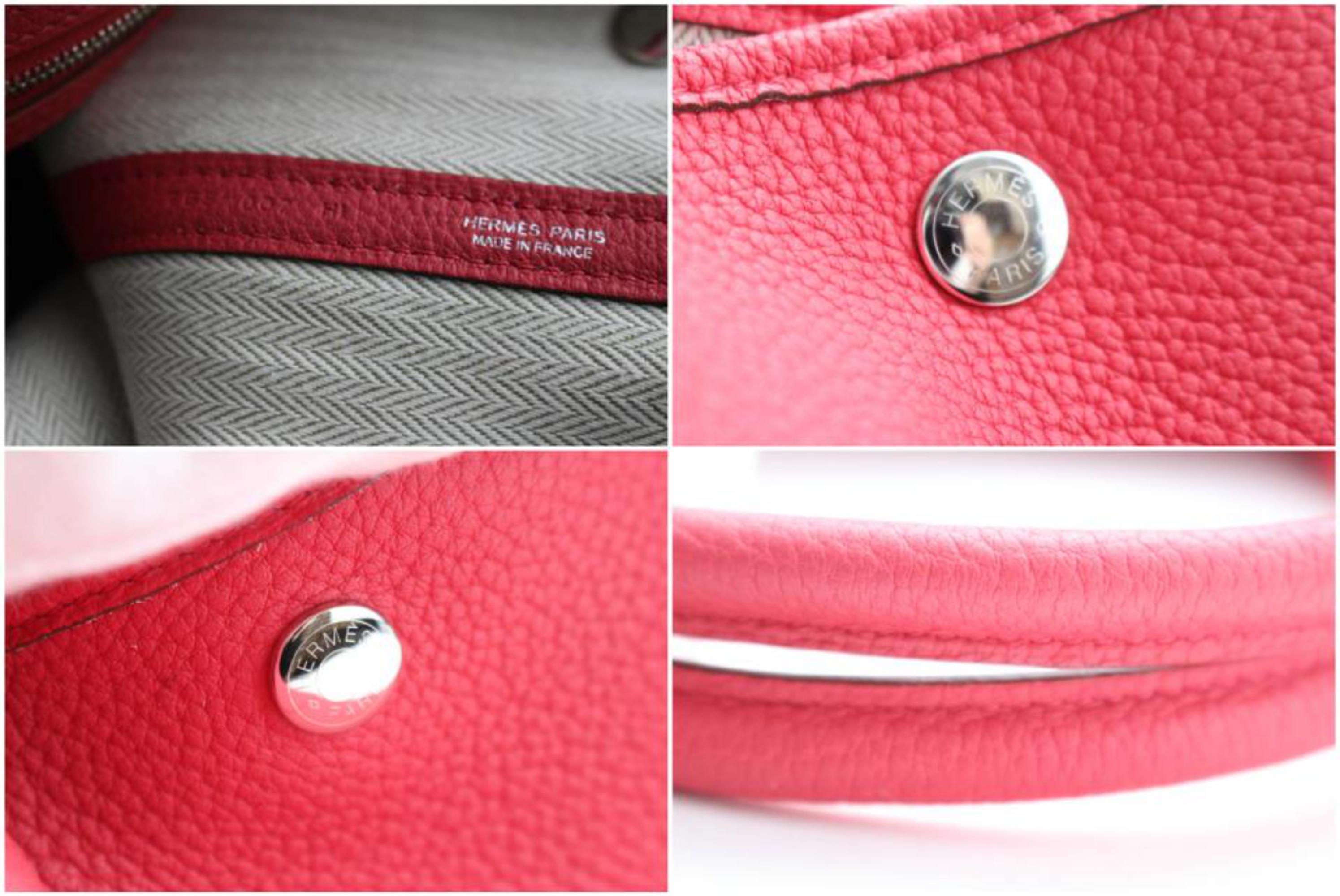 Hermès Garden Party Negonda 36 2hr0207 Red Leather Tote In Excellent Condition For Sale In Forest Hills, NY