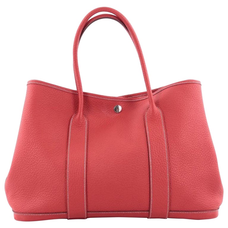 Hermès Garden Party Negonda 36 2hr0207 Red Leather Tote For Sale at 1stDibs