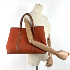 HERMÈS Garden Party Orange Canvas and Leather Handbag 2005