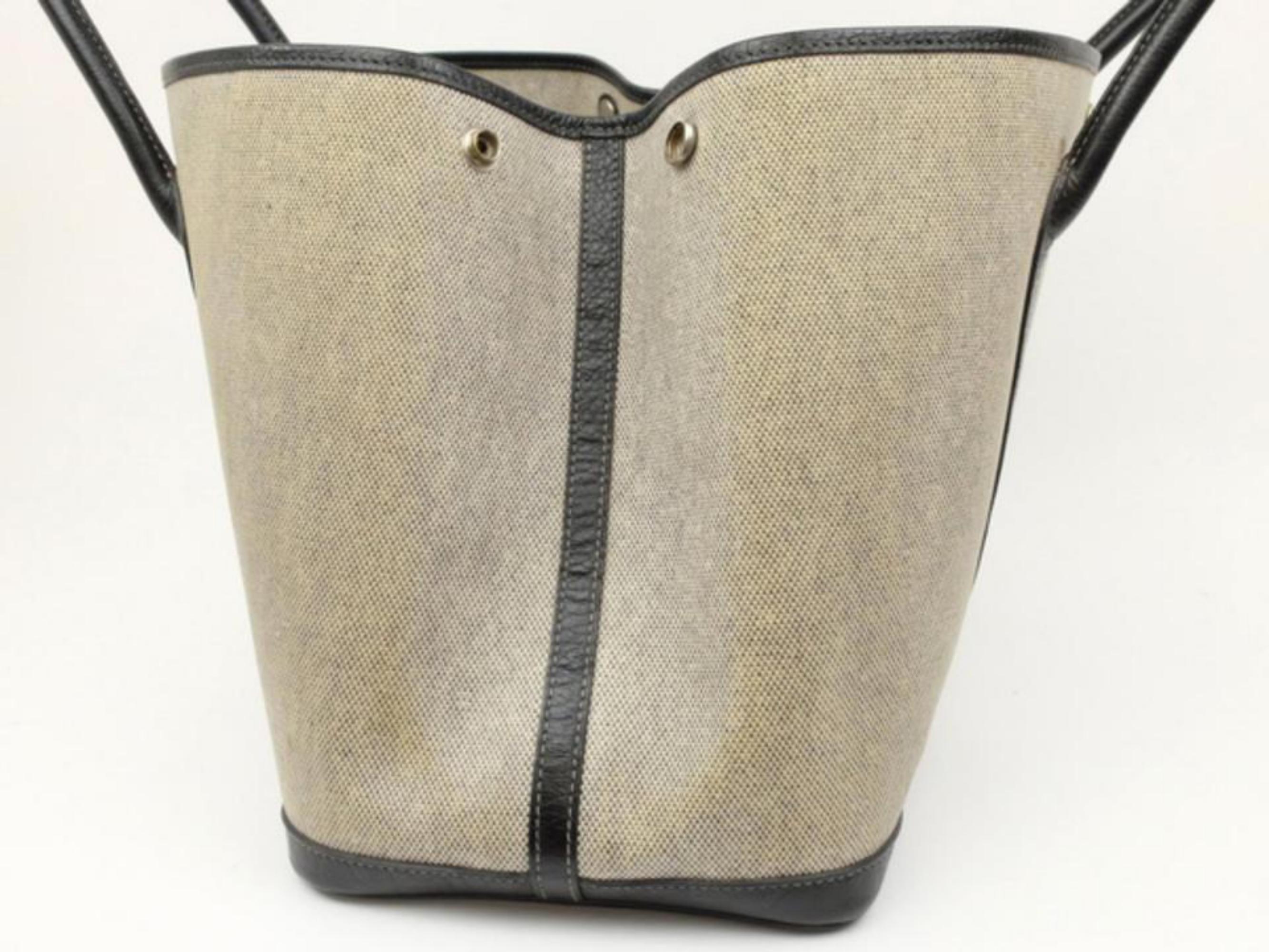 Hermès Garden Party Toile Tote 229862 Grey Coated Canvas Shoulder Bag For Sale 5