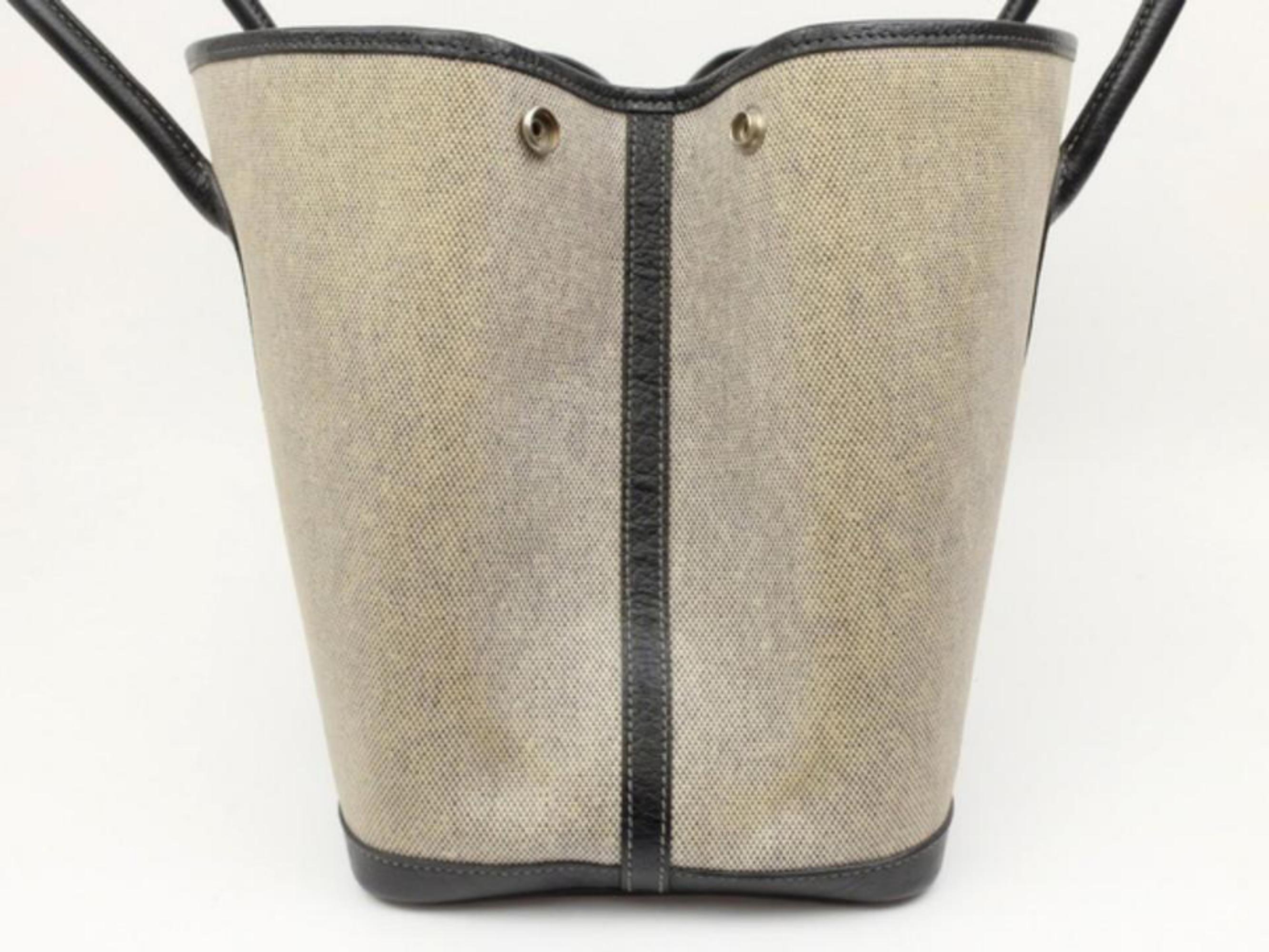 Hermès Garden Party Toile Tote 229862 Grey Coated Canvas Shoulder Bag For Sale 4
