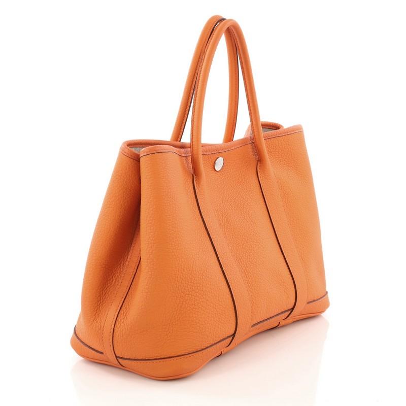 Orange Hermes Garden Party Tote Leather 30