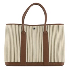  Hermes Garden Party Tote Ribbed Canvas and Leather 36