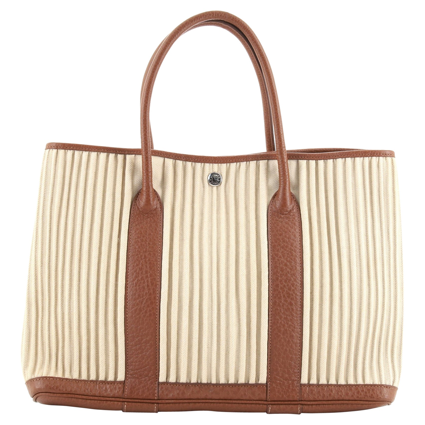 Hermes Garden Party Tote Ribbed Canvas and Leather 36