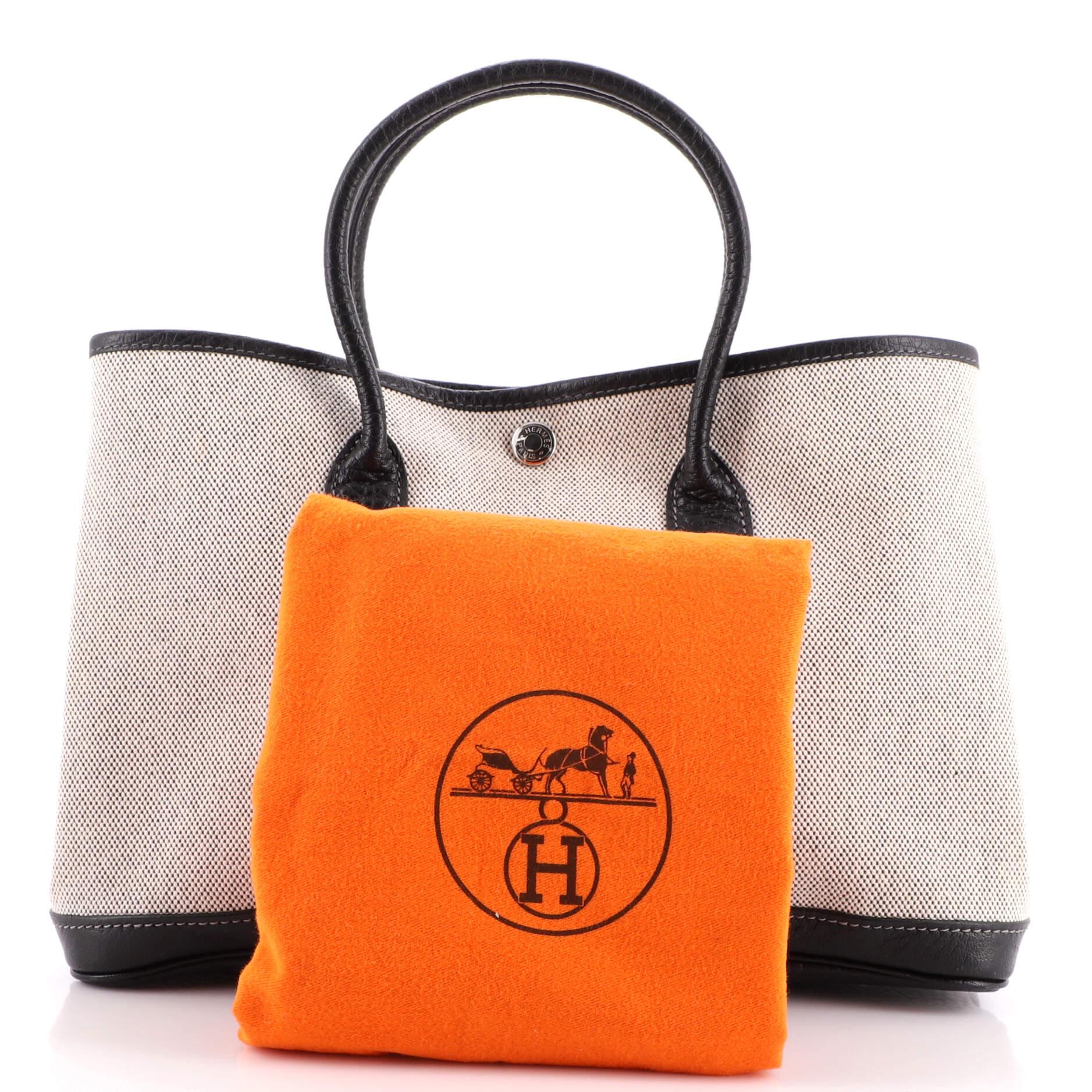 Hermes Abricot Canvas and Gold Negonda Leather Garden Party 30 Bag