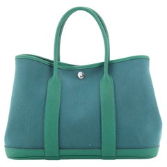 Hermes Garden Party TPM Canvas Leather Green Tote Bag For Sale at 1stDibs  hermes  garden party green, hermes garden party with strap, garden party hermes