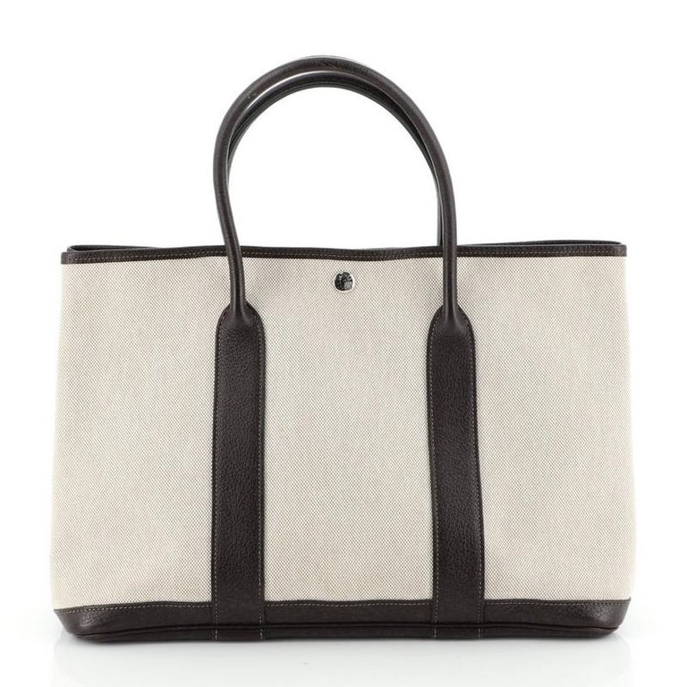 Hermes Garden Party Tote Toile And Leather 36 For Sale at 1stdibs