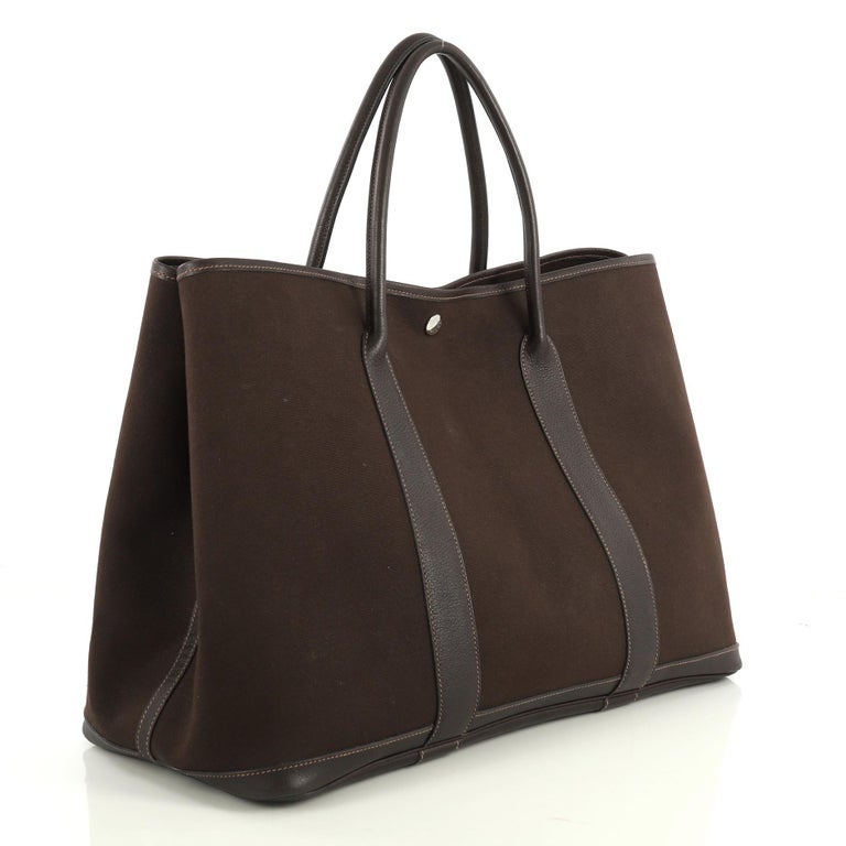 HERMES GARDEN PARTY PM Toile H/Leather Marron/Brown □H Engraving Tote –  BRANDSHOP-RESHINE