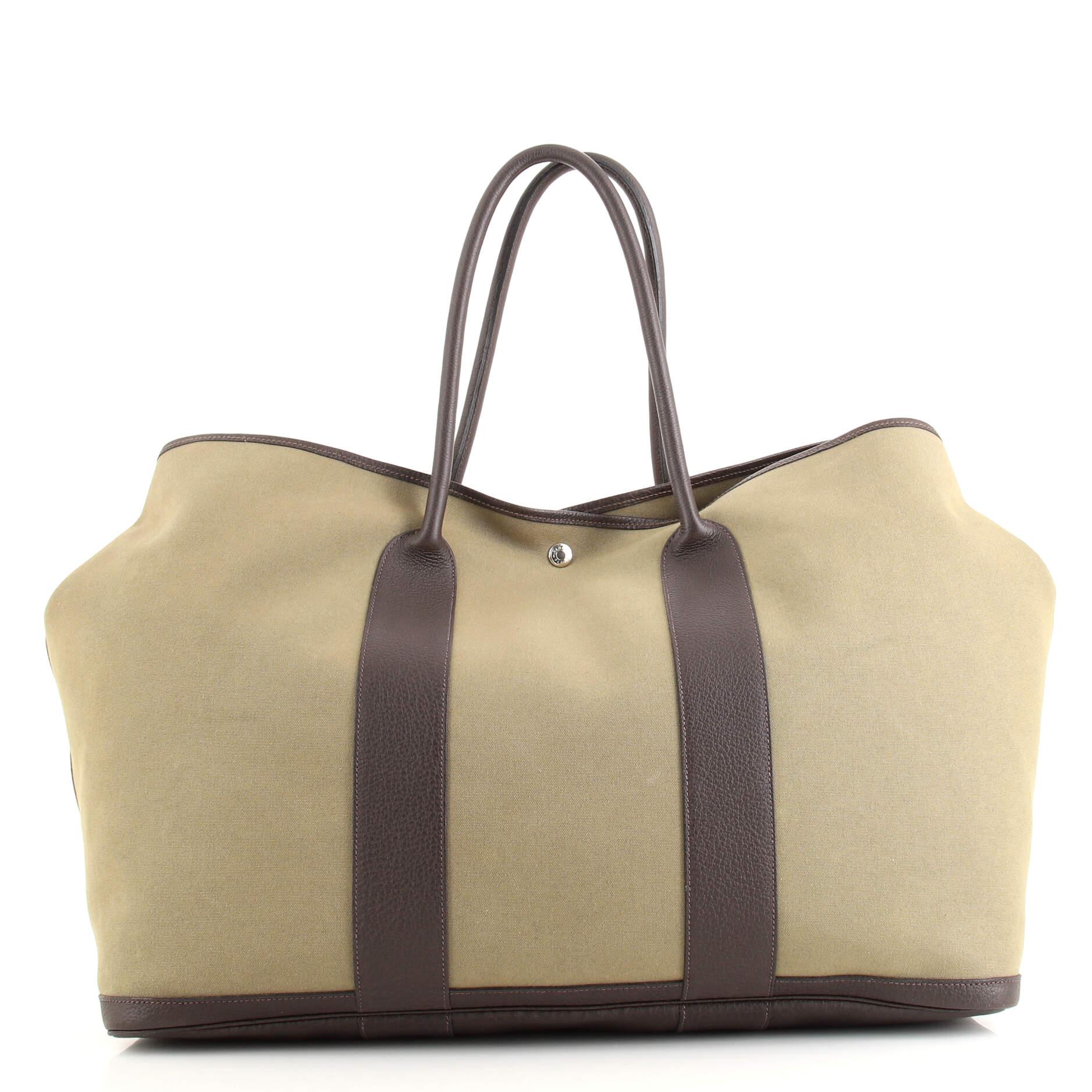 Hermes Garden Party Tote Toile and Leather 49 In Good Condition In NY, NY