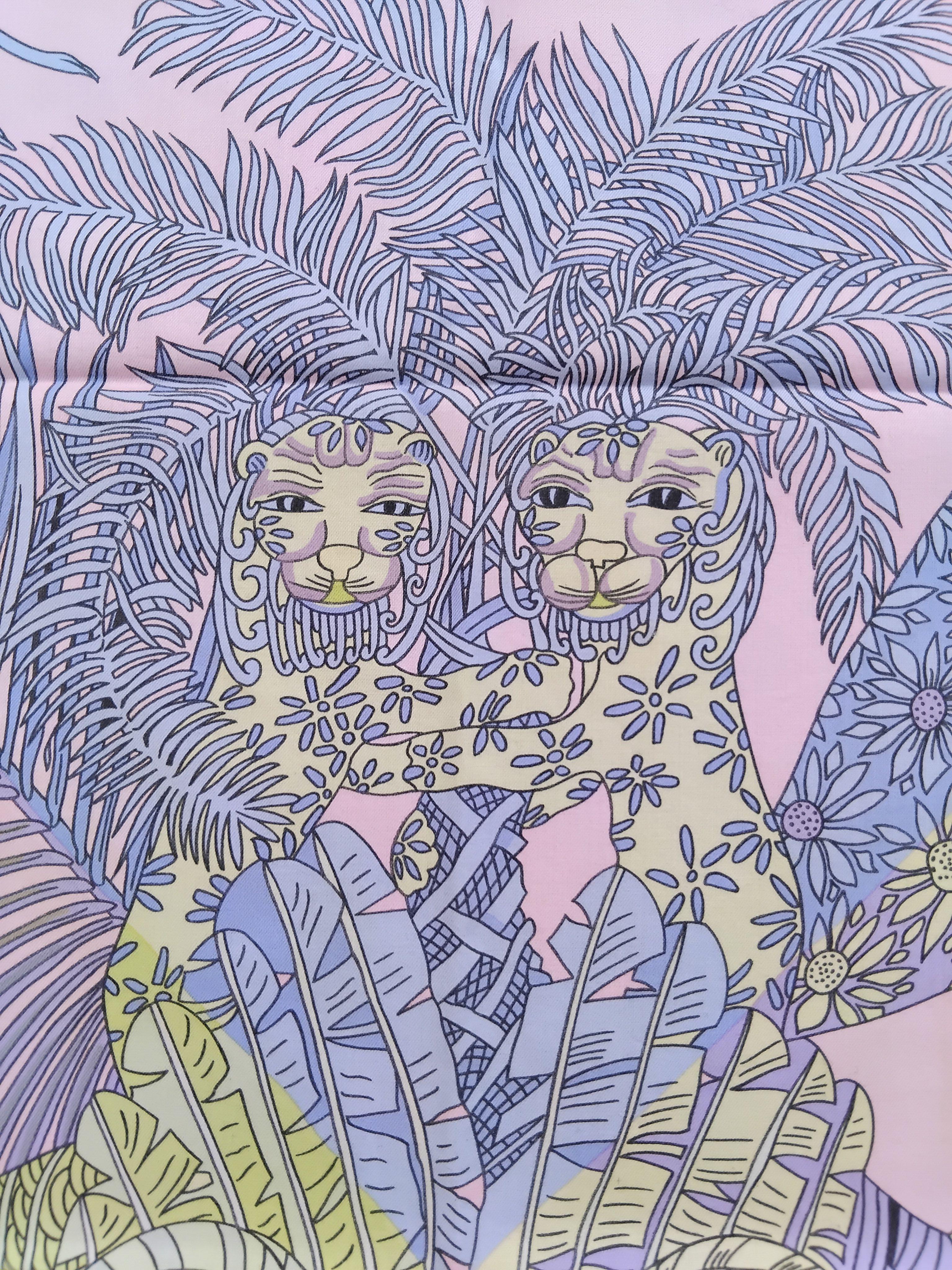 Hermès Gardiens Des Arbres Cotton Scarf Annie Faivre Pink 26 inches 5