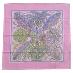 Hermès Gardiens Des Arbres Cotton Scarf Annie Faivre Pink 26 inches
