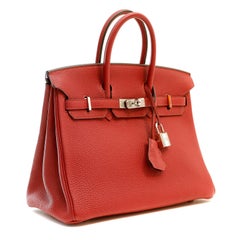 Hermès Granatrot Togo Leder 25 cm Birkin