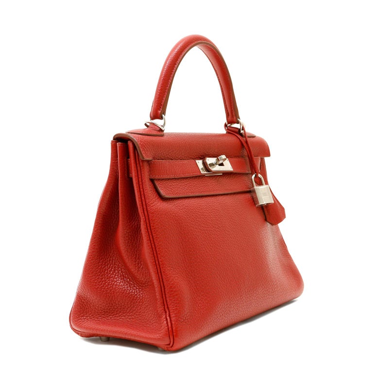Hermès Garnet Red Togo Leather 28 cm Kelly Bag with Palladium For Sale ...
