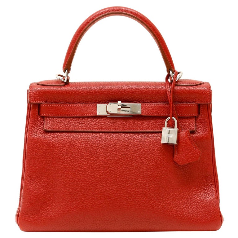 Hermès Garnet Red Togo Leather 28 cm Kelly Bag with Palladium For Sale ...