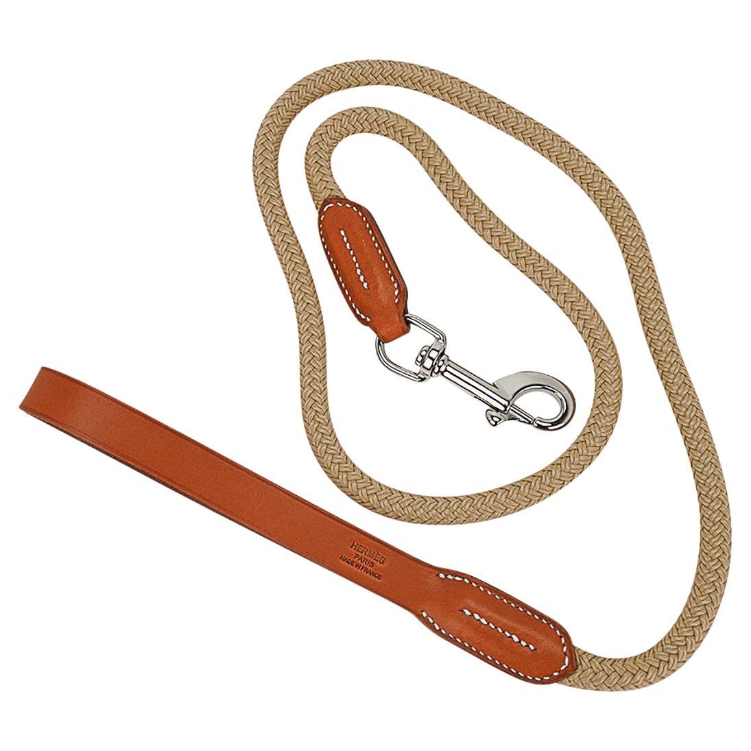 Hermes Gaucho Dog Leash Irish Natural Bridle Leather In New Condition For Sale In Miami, FL