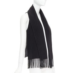 HERMES Gaultier Vintage 100% cashmere black textured leather back scarf vest