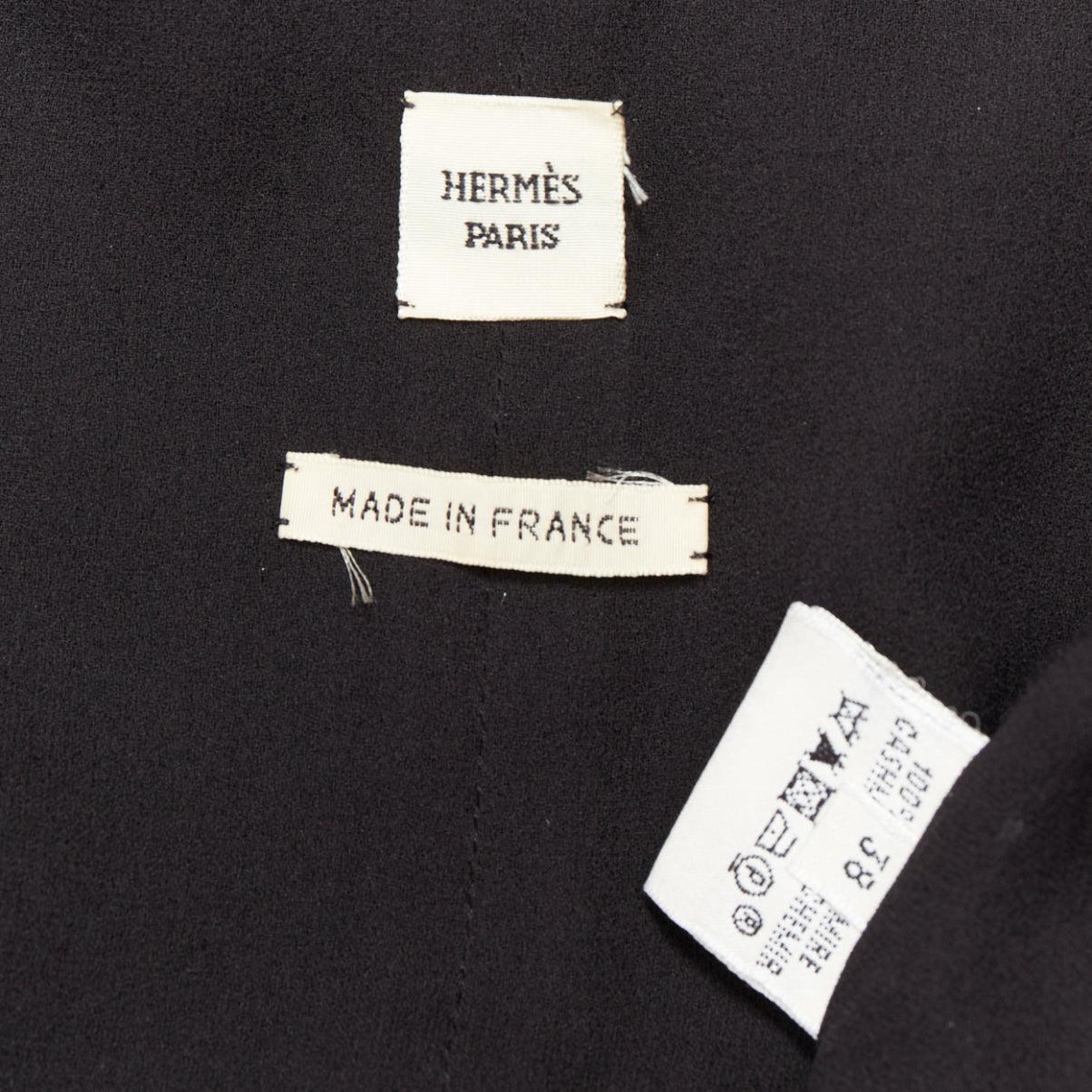 HERMES Gaultier Vintage 100% Kaschmir schwarze strukturierte Lederweste mit strukturiertem Lederrücken im Angebot 3