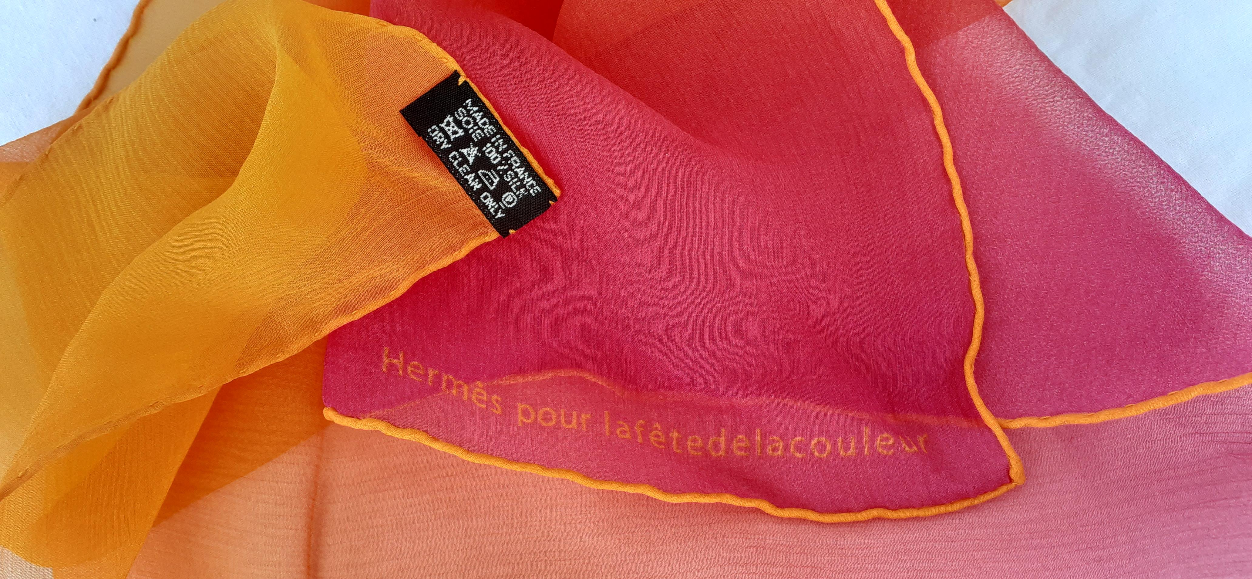 Hermès Gavroche Chiffon Scarf La Fête de la Couleur UNICEF Special Issue RARE In Excellent Condition For Sale In ., FR