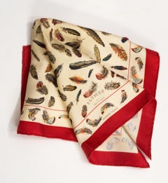Hermes Gavroche Red Plumes by Henri de Linares Scarf