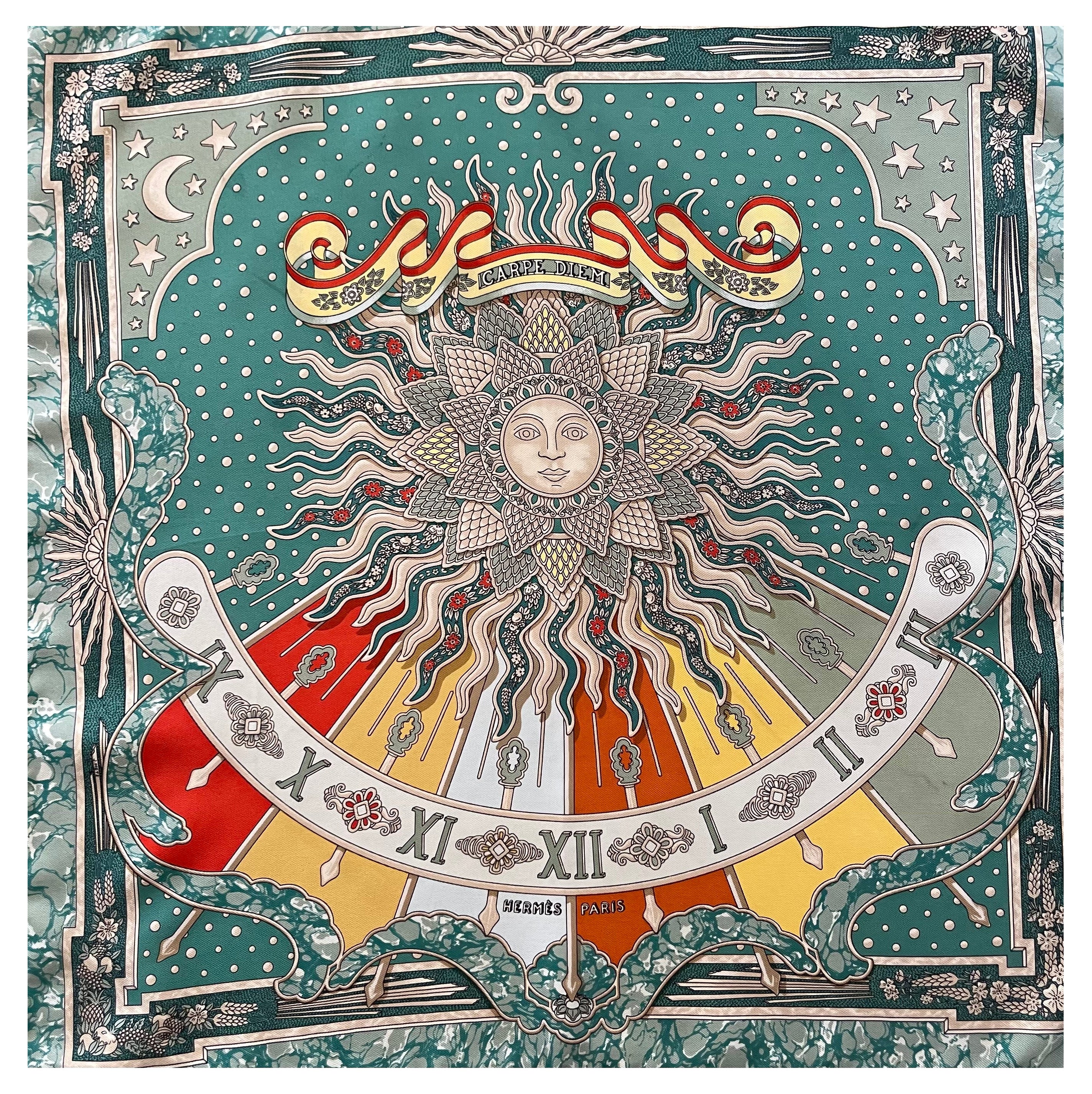 Hermès Gavroche Scarf "Carpe Diem" 1994