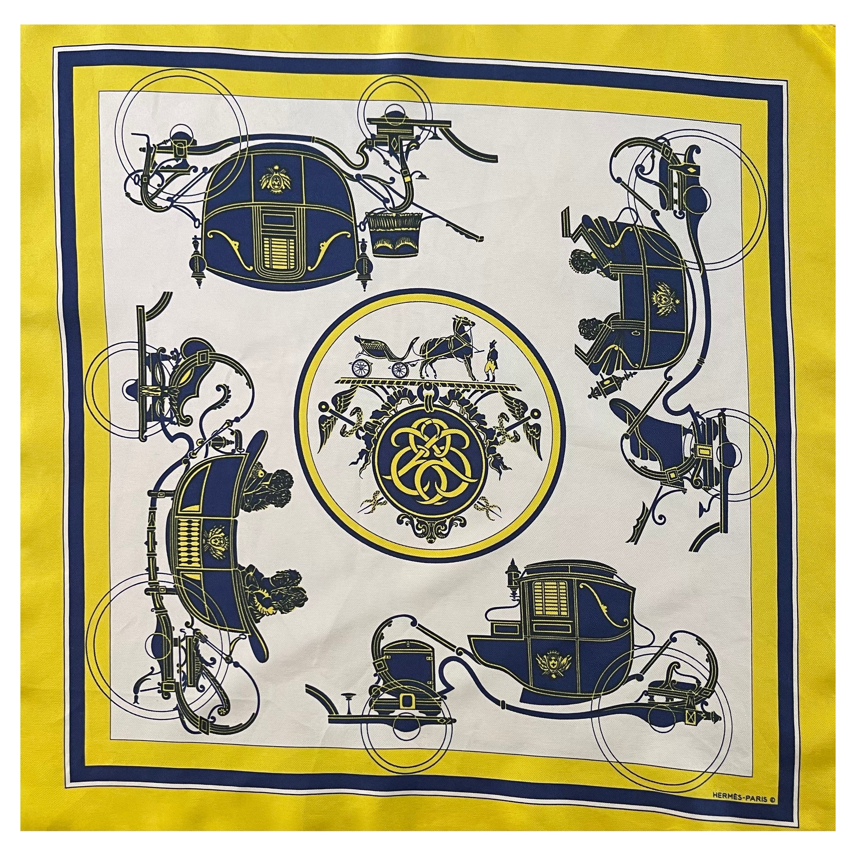 Hermès Gavroche Scarf "Ex-Libris" 1998 For Sale
