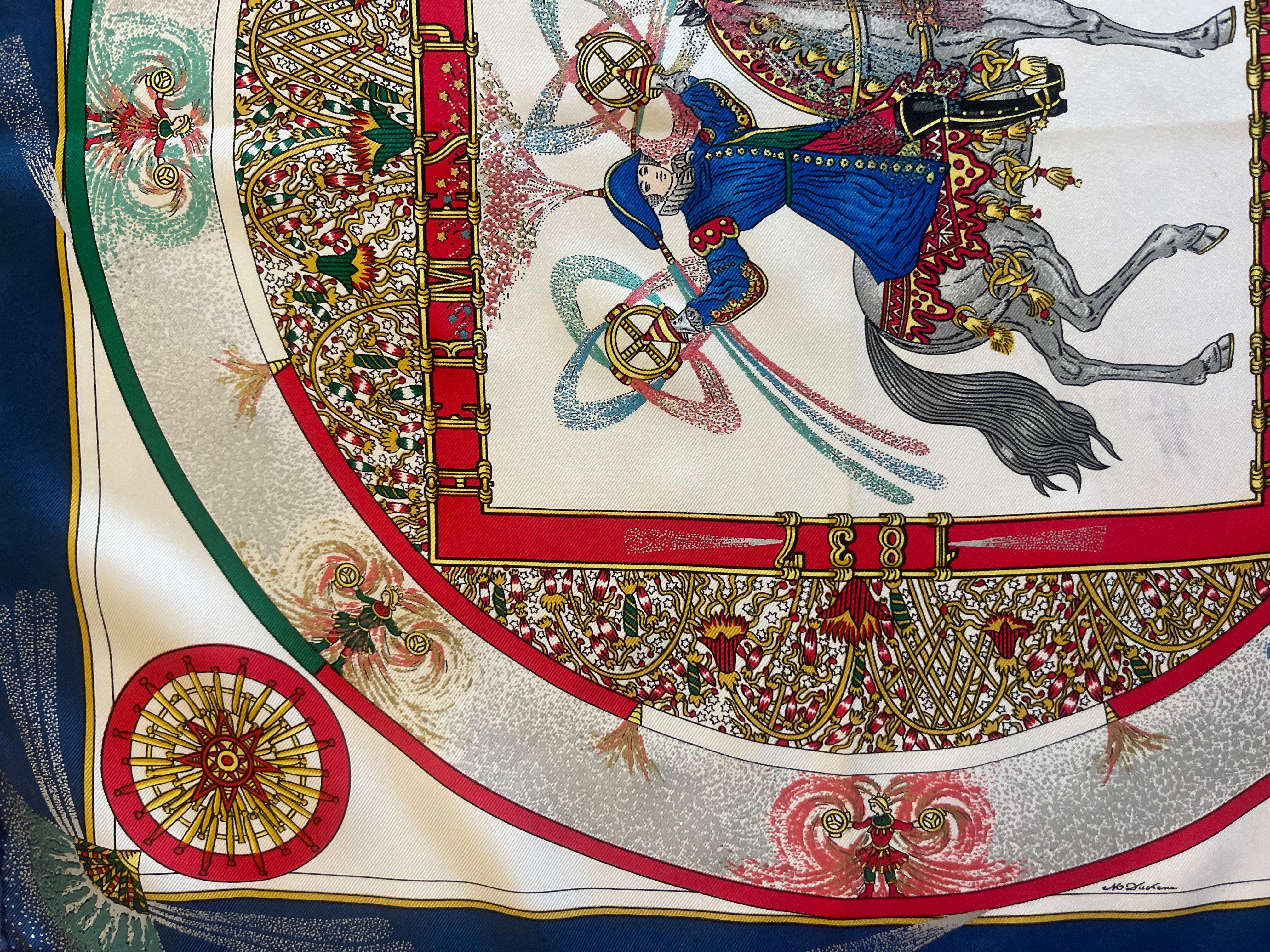 Women's or Men's Hermès Gavroche Silk Scarf “Feus D'Artifice” 1987 For Sale