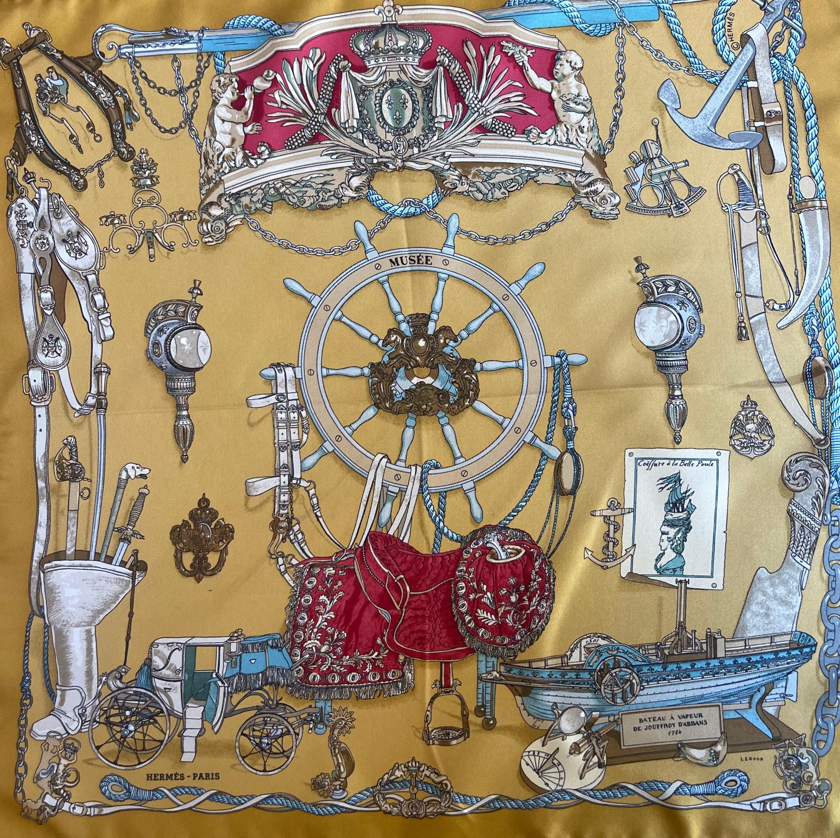 Brown Hermès Gavroche Silk Scarf 