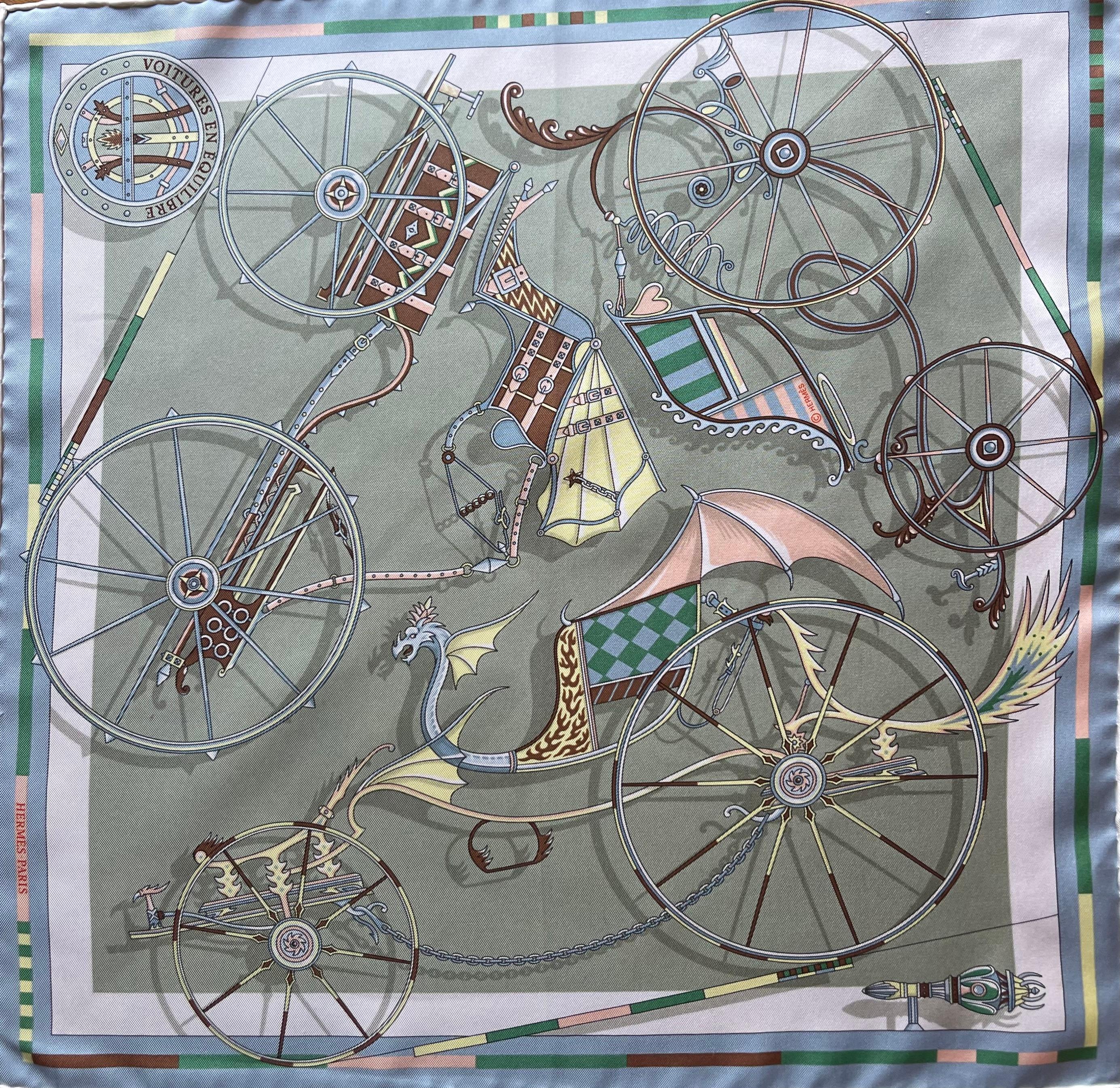 Gray Hermès Gavroche Silk Scarf 